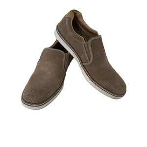 Joseph Abboud Perforated Brown Suede Loafers, Size 11D